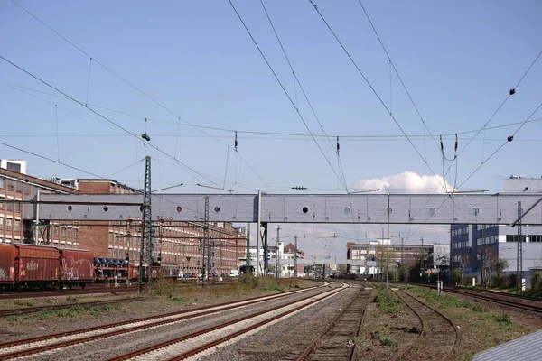 Schienennetz Rüsselsheim Opelwerk Waggons Eines Güterzuges Stehen Auf Den Schienen — Stockfoto