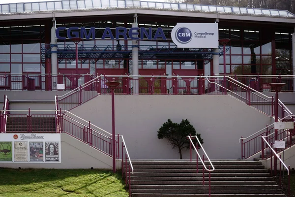 Cgm Arena Koblenz Schody Terasy Moderní Skleněné Dveře Cgm Arena — Stock fotografie