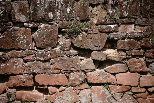 Pared Rústica Cerca Una Pared Rústica Piedras Escalonadas Rotas Con — Foto de Stock