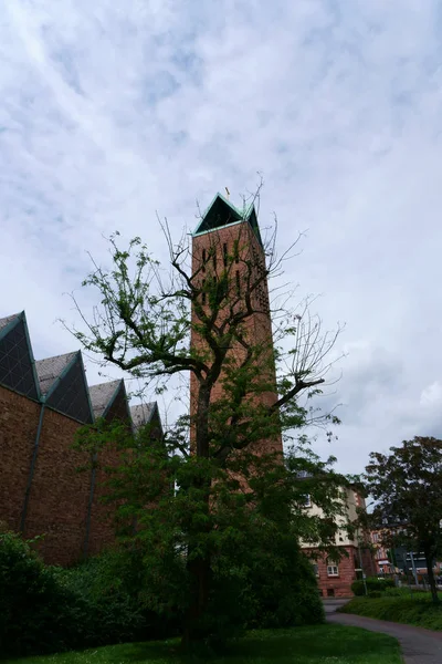 Krisztus Temploma Hanau Torony Szomszédos Épületek Christuskirche Hanau — Stock Fotó