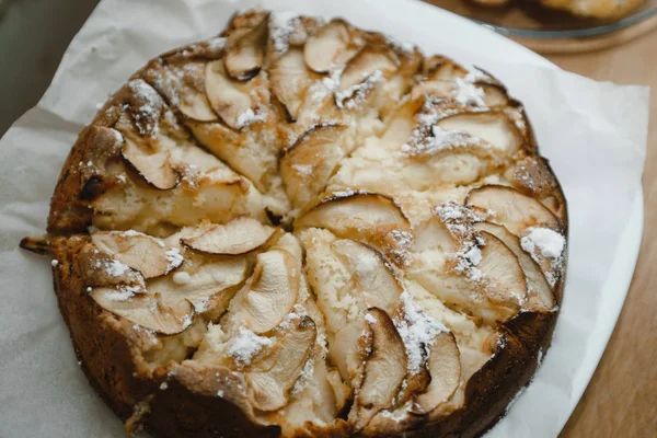 Homemade Apple Pie Sliced Apple Top — Stock Photo, Image