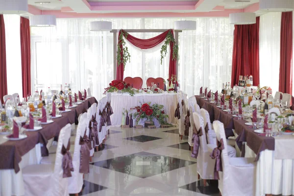 Salón Banquetes Colores Blanco Rojo —  Fotos de Stock