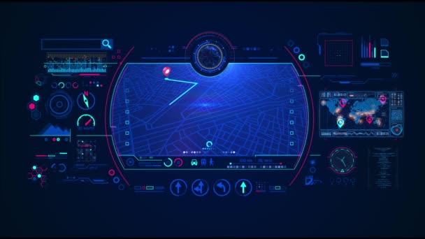 Navegação Gps Car Hud — Vídeo de Stock