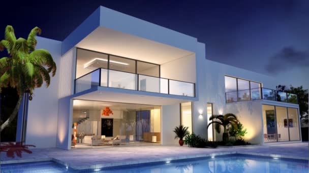 Expensive private villa. Swimming pool in a private house — Stock Footage Expensive Private Villa Swimming Pool Private House Stock Video