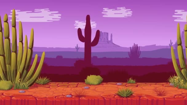 Paisaje Dibujos Animados Con Desierto — Vídeo de stock