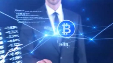 İşadamı Bitcoin Simgesine tıklayın