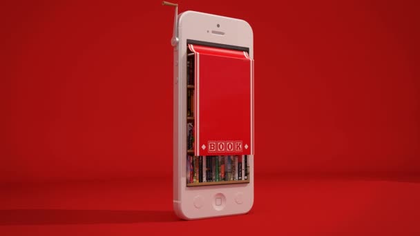 Telefone Biblioteca Book Vermelho — Vídeo de Stock