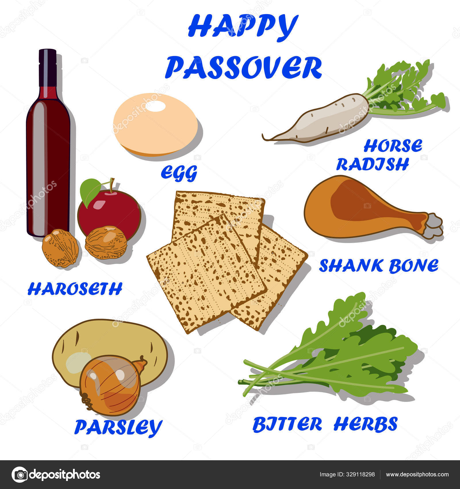Products for Passover Seder plate. Stock Vector Image by ©radugaw