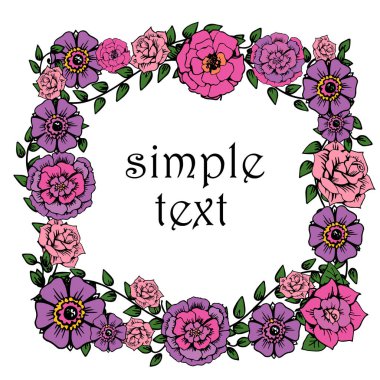 Çiçek elementleriyle çerçeve.