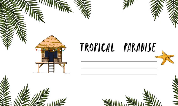 Tropiska löv, blommor tropiska element, isolerade vektor illustration — Stock vektor