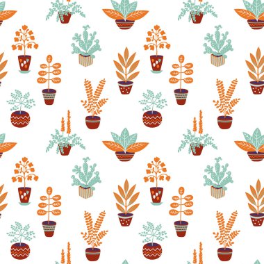 Beyaz arka plan üzerinde kaktüs ile Seamless Modeli.