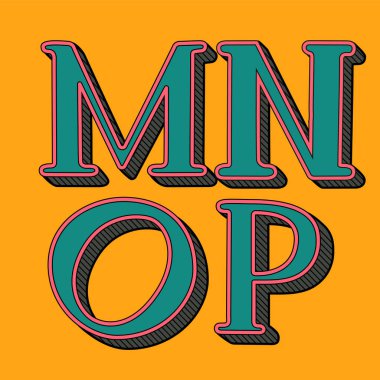 Renkli, kalın retro harfler 90 'lar, 80' ler. Vektör abc alfabesi