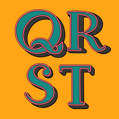 Renkli, kalın retro harfler 90 'lar, 80' ler. Vektör abc alfabesi