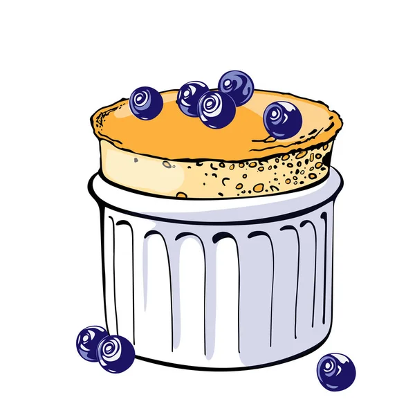 Vektor logotyp för vanilj Souffel med blåbär — Stock vektor