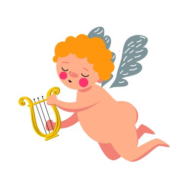 Tatlı melek arp çalıyor.