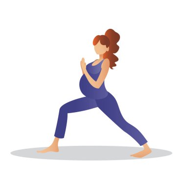 Yoga yapan hamile bir kadın. vektör tabanlı resimleme