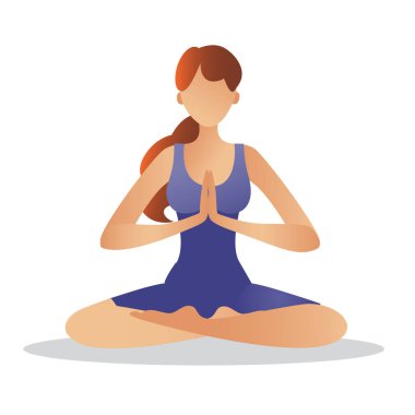 Yoga yapan bir kadın. Vektör tabanlı illüstrasyon
