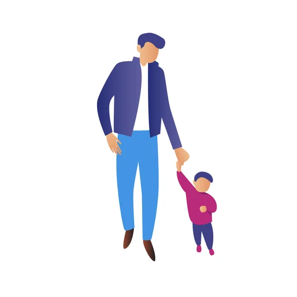 A man leads a small child by the hand. — Stock Vector