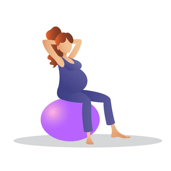 怀孕的女人在做瑜伽 基于矢量的说明 — 图库矢量图片