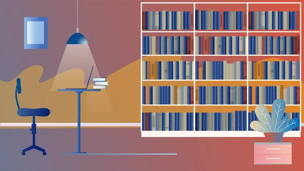 Aplicativo de biblioteca em um smartphone e estantes de livros em segundo plano com livros coloridos —  Vetores de Stock