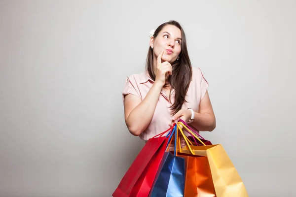 Chica Astuta Tiene Plan Para Día Compras —  Fotos de Stock