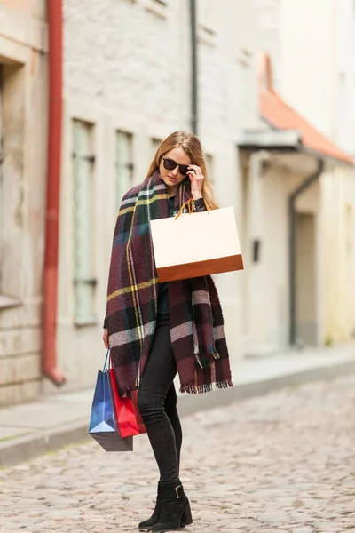 Mode Modell Neuer Herbstkollektion Kleidung Auf Einer Straße Italien — Stockfoto