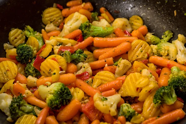 Healthy Vegetables Several Types Sliced Heat Prepared Supplement Vegetarian Food — Stock Photo, Image