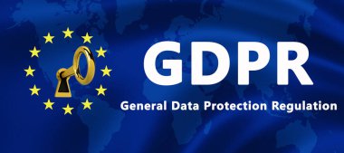 Gdpr metin - genel veri koruma Yönetmeliği - afiş ile Avrupa Birliği bayrağı