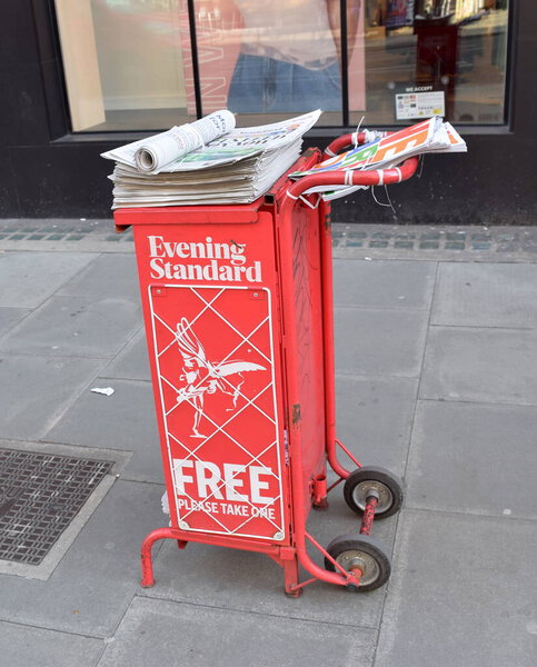 Evening Standard newspaper stand in central London.