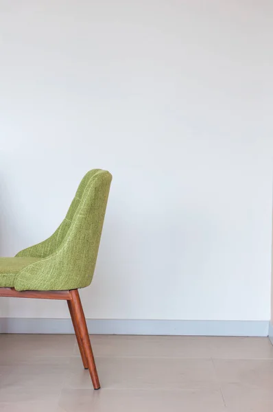 Close Green Chair Modern Style White Concrete Corner Background Royalty Free Stock Images