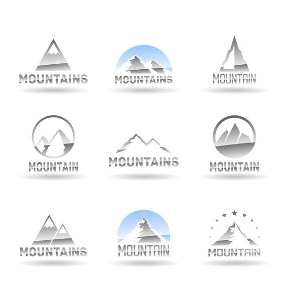 Berge Felsen Und Gipfel Vektorillustration Und Logo Design Elemente — Stockvektor