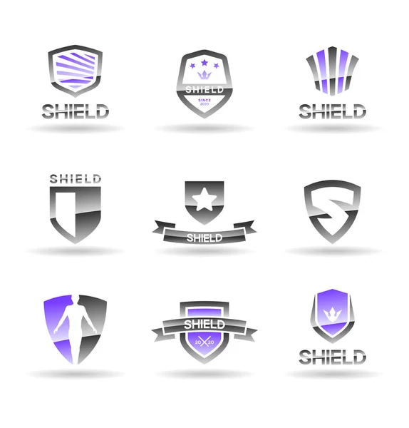 Vector Shields Security Protection Symbols — Stock Vector