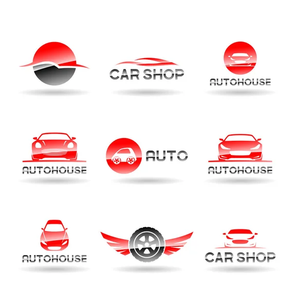 Samochody Zbiór Ikon Wektorowych Etykiety Logo Projektowanie Elementów — Wektor stockowy