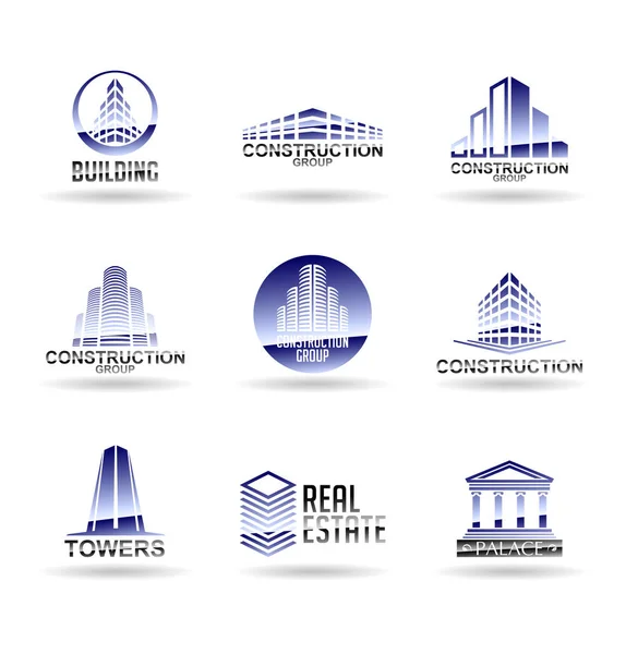 Wektor Budynki Domy Zestaw Ikon Elementów Projektowania Logo Dla Agencji Wektor Stockowy