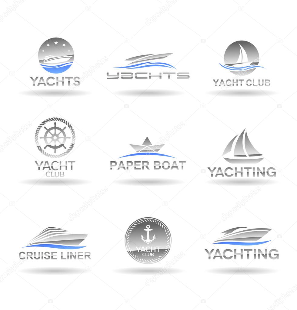 Yachts and boats, icons and logo design