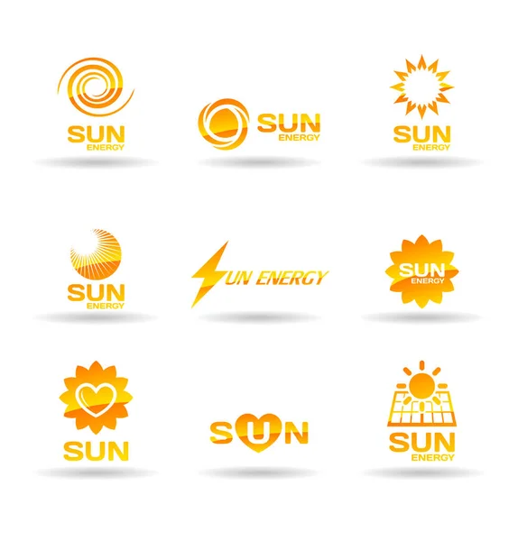 Sun and solar energy vector logo design elements and icons