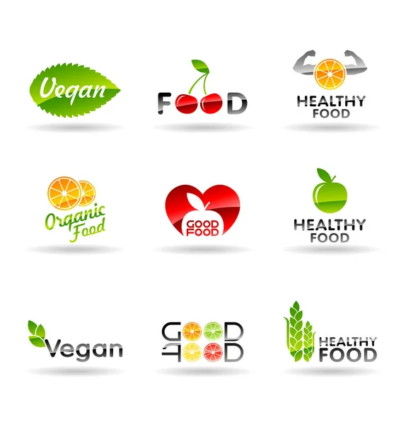 Healthy Natural Vegetarian Food Logo Design — Stock Vector