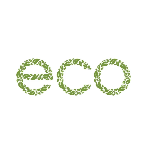 Eco Letras Con Hojas Verdes — Archivo Imágenes Vectoriales