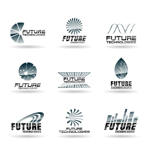 Logos Abstractos Tecnología Ciencia Tecnologías Futuras — Vector de stock