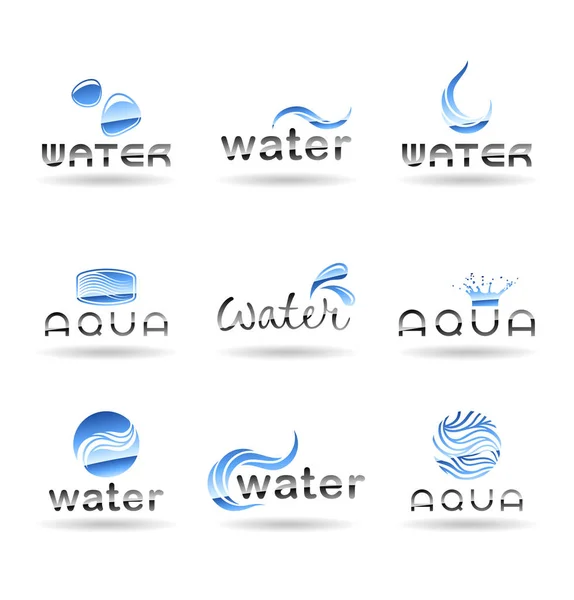 Water Logo Design Aqua Vector Drop Icons — Stock Vector