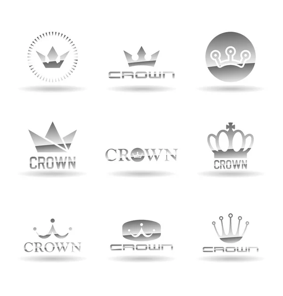 Ikony Korony Elementów Projektowania Logo Grafika Wektorowa