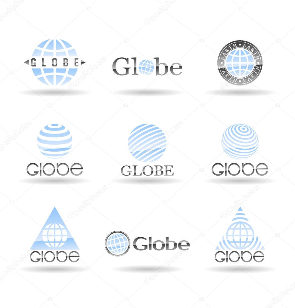 Earth globe and global world icons, logo templates and symbols