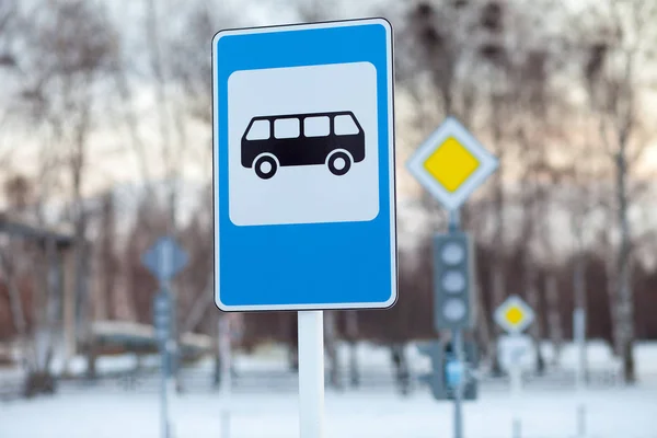 road sign bus stop