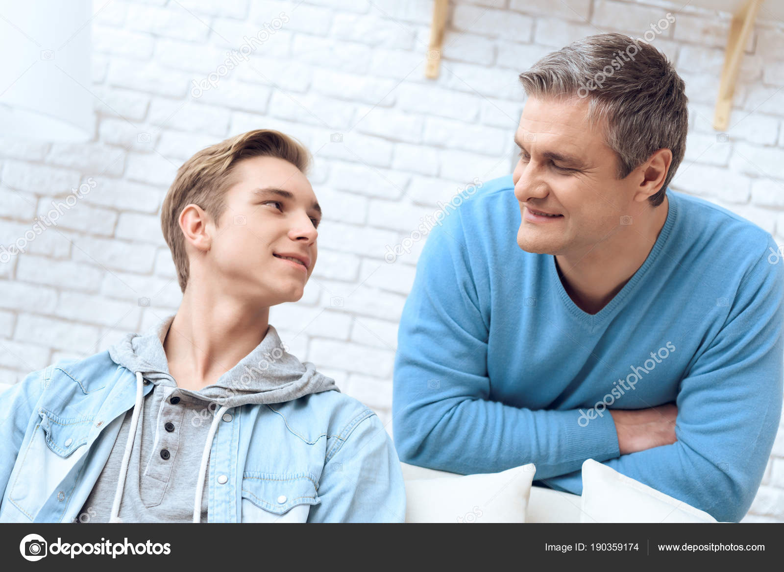 Father Son Talking Each Other Home Stock Photo By Freeograph