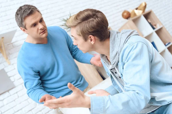 Father Son Sitting Sofa Arguing Each Other — Stock Photo, Image