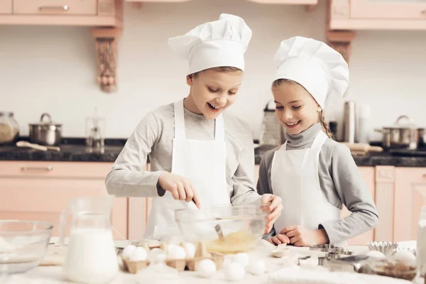 Brother Sister Whisking Eggs Fork — Stock Photo, Image