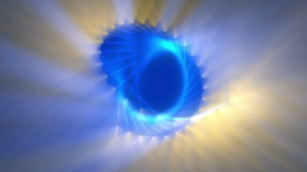 motif géométrique très intéressant qui évolue dynamiquement au fil du temps. Peint en bleu et jaune .