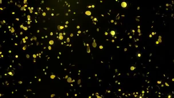 Fragmentos Confetti Dorado Cayendo Cielo Nocturno Lazo Vídeo Elegante Glamuroso — Vídeos de Stock