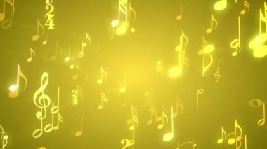 Nota altın / / 1080p müzik temalı Video arka plan döngü. Nota ve sembolleri incelikle altın parlak ortamı içinde hareket. Büyük müzik olayları için.