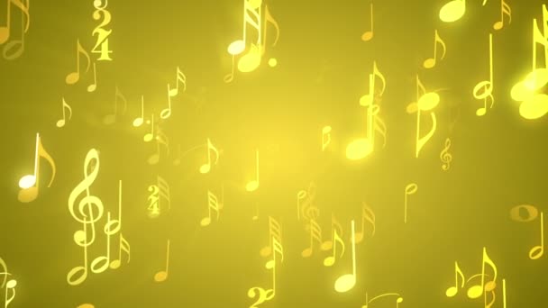 Music Notes Gold 1080P Music Themed Video Background Loop Noten — Stockvideo